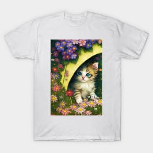 Kitten between flowers T-Shirt